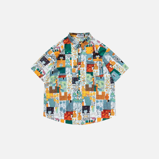 Y2K Retro Chic Graphic Print Beach Shirt - Luxuryurbanwear