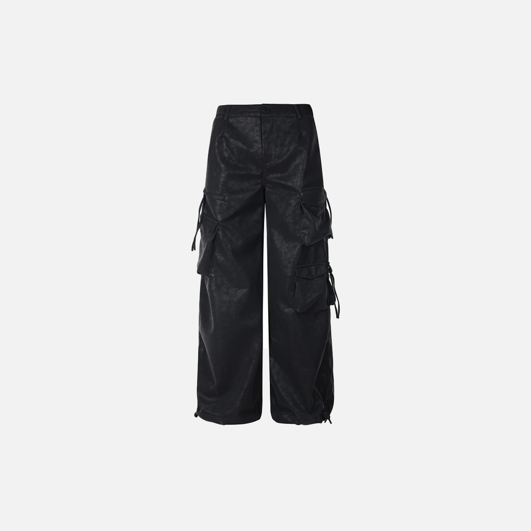 Luxury Designer Wide Leg PU Multi Pocket Pants - Luxuryurbanwear