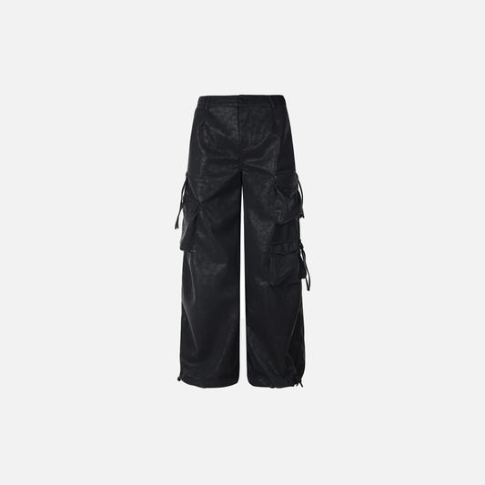 Luxury Designer Wide Leg PU Multi Pocket Pants - Luxuryurbanwear