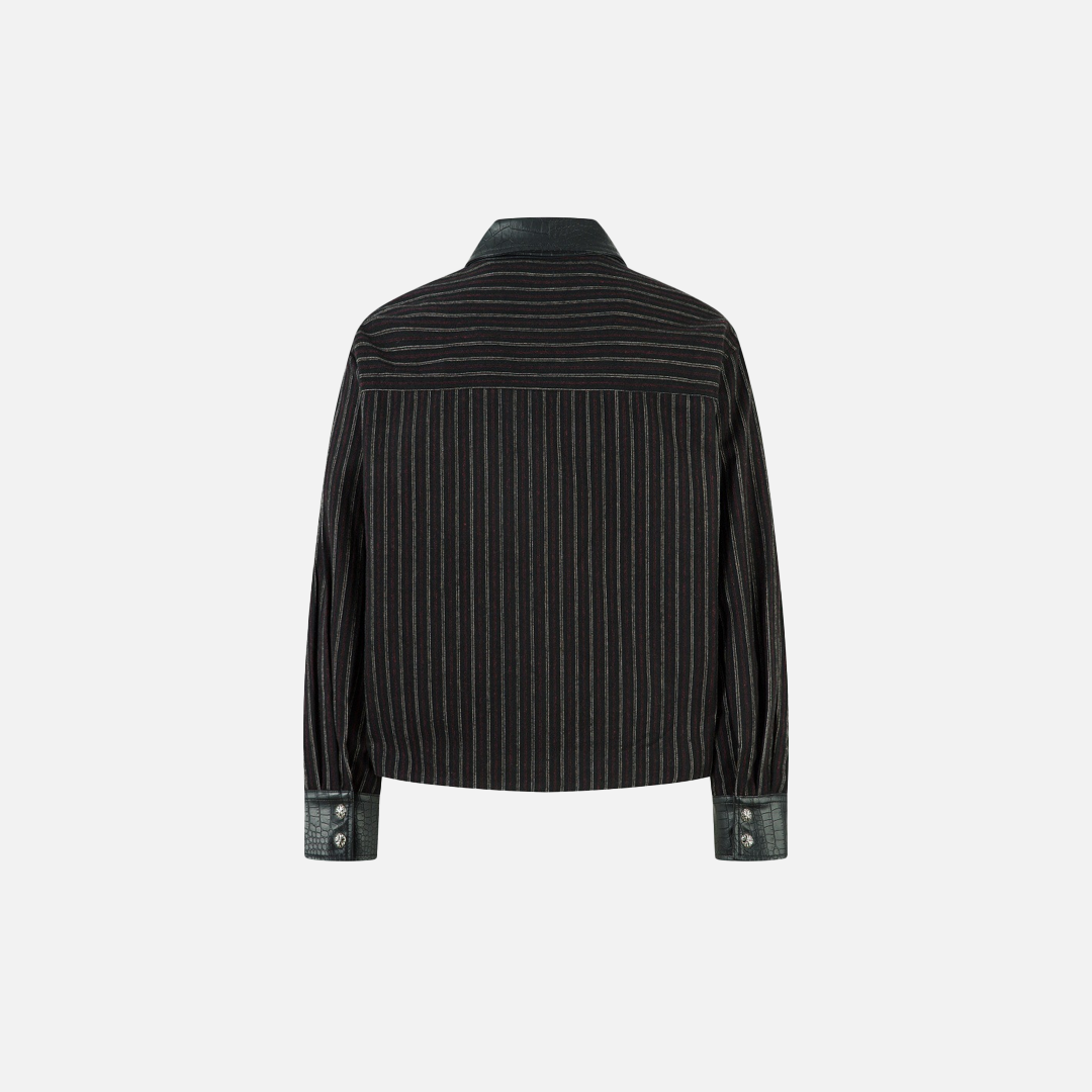 Crocodile Pattern Punk Style Stripe Leather Jacket - Luxuryurbanwear