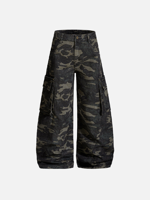 Classic Camouflage WorkWear Wide Leg Cargo Pants - Luxuryurbanwear