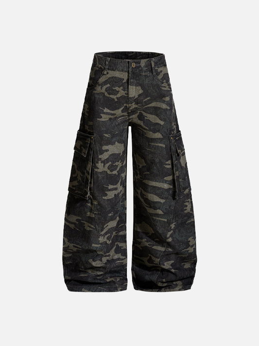 Classic Camouflage WorkWear Wide Leg Cargo Pants - Luxuryurbanwear