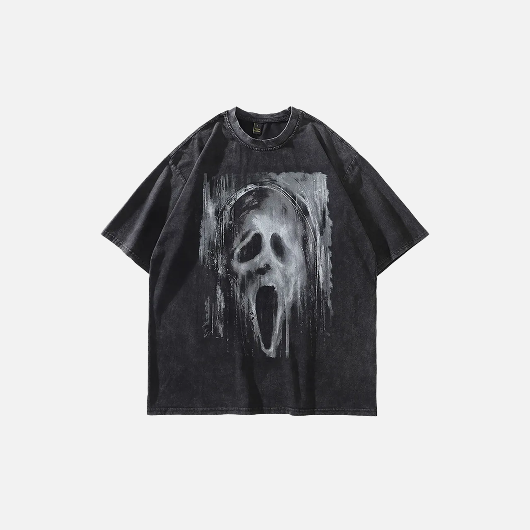 Gothic Oversized Scare Skull Graphic Print T-Shirt - Luxuryurbanwear