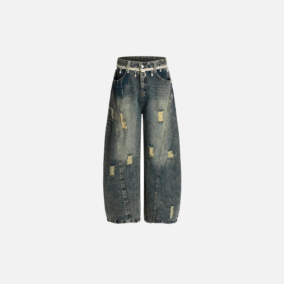 Y2K Elevated Washed Ripped Hole Denim Jeans - Luxuryurbanwear