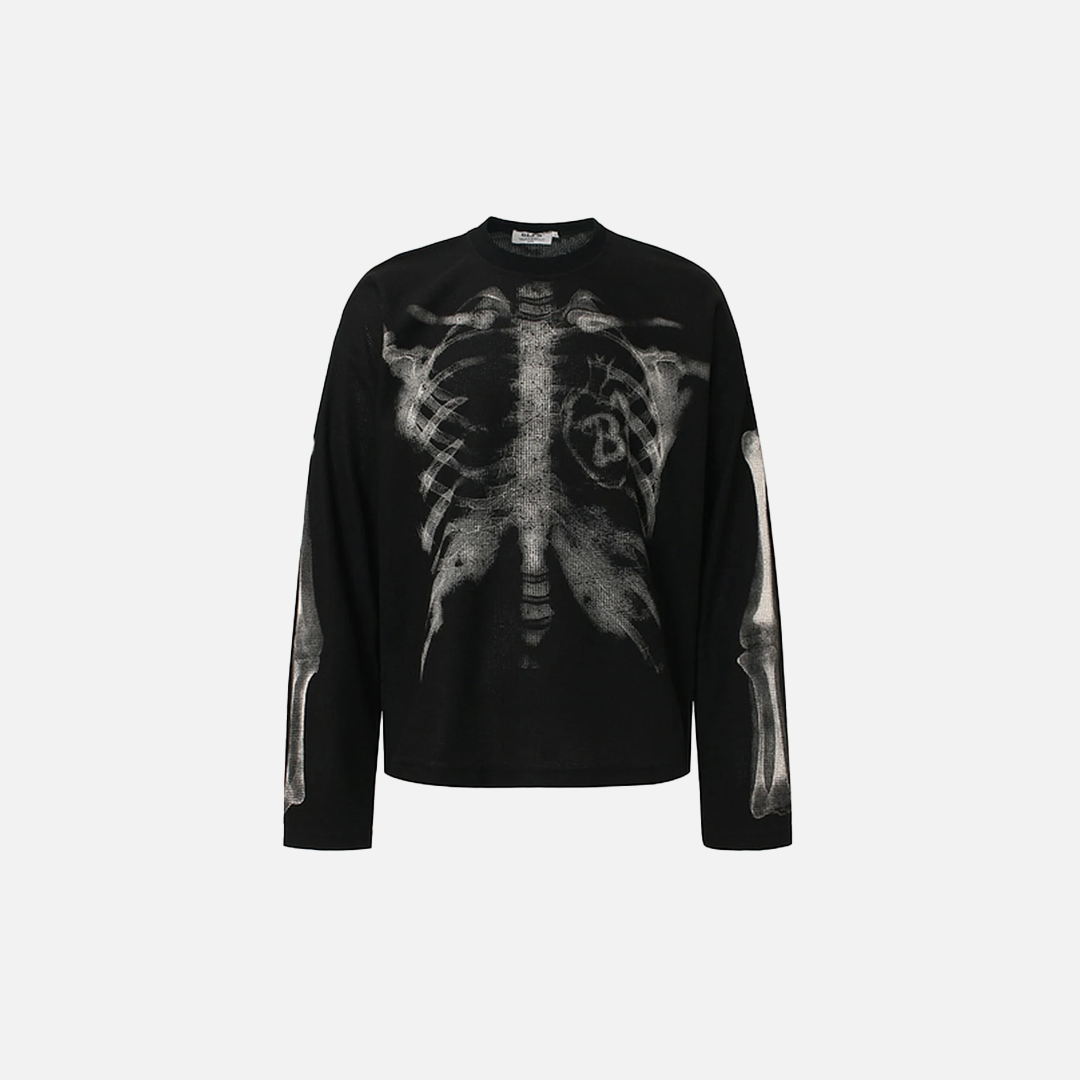 Streetwear Graphic Skeleton Oversized Long Sleeve T-Shirt - Luxuryurbanwear