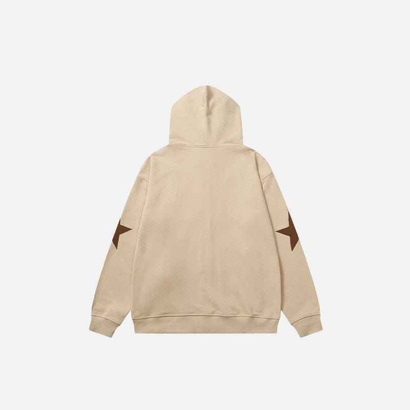 Zip-Up Hoodie Star Graphic - Unisex Y2K Aesthetic Full-Zip Oversized Sweatshirt