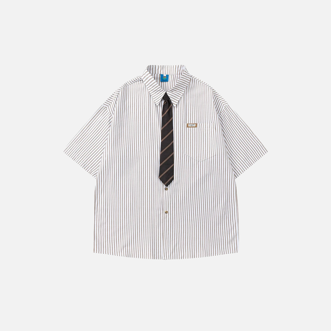 Fashionable Japanese Varsity Style Button-Up Shirt - Luxuryurbanwear