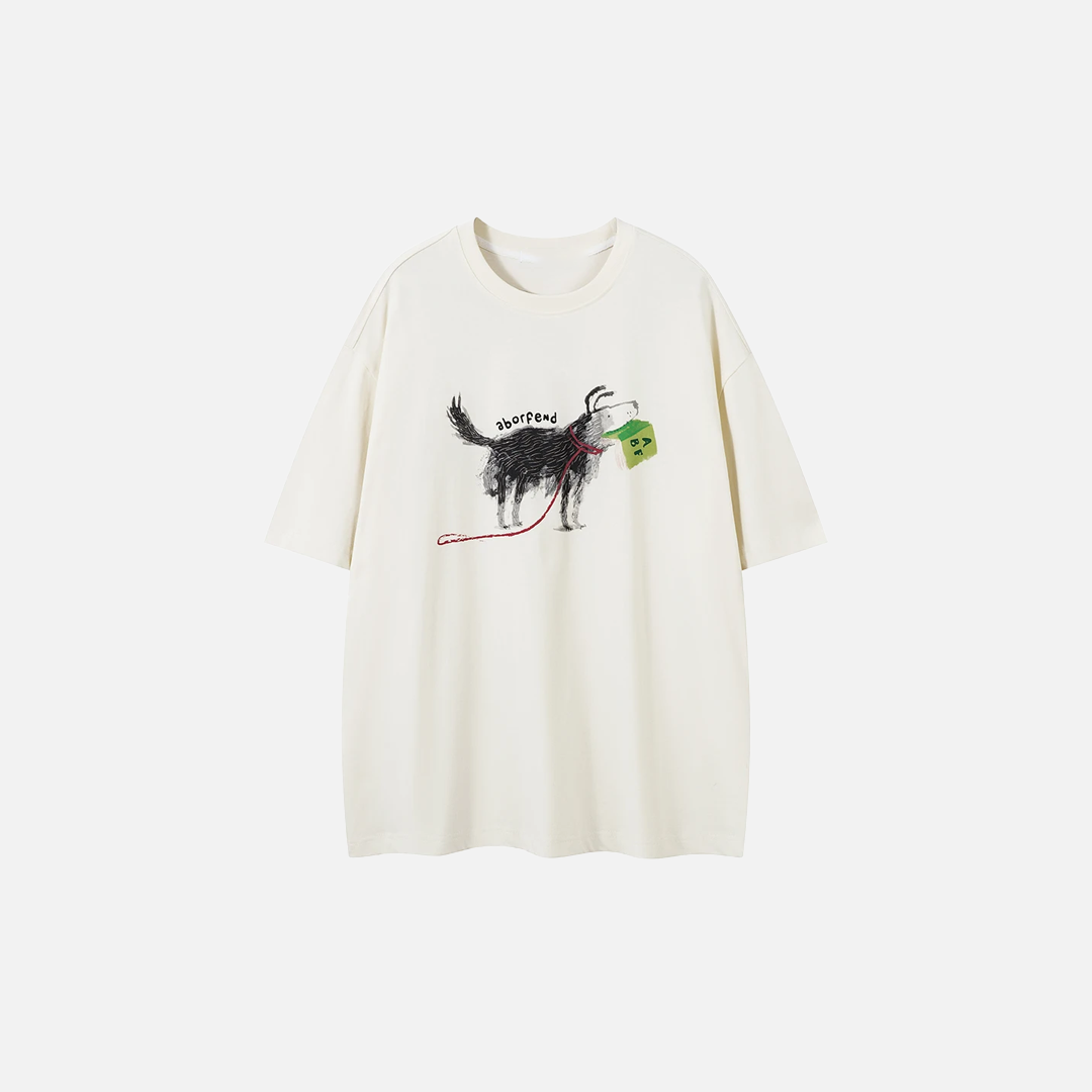 Y2K Vibrant Graffiti Puppy Crew Neck T-Shirt - Luxuryurbanwear
