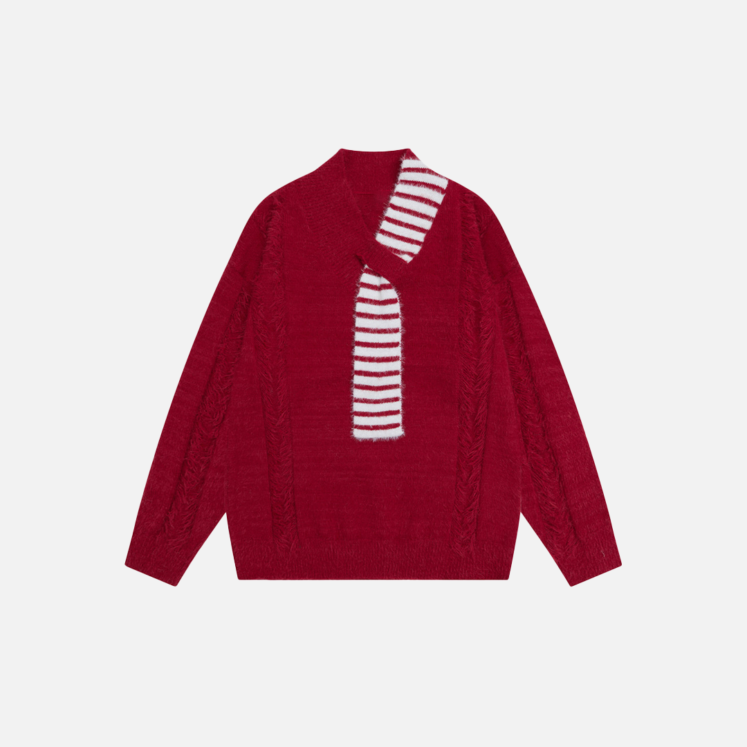 Y2K Stylish Loose Tassel V-Neck Sweater - Luxuryurbanwear