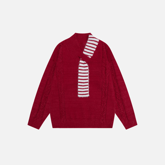 Y2K Stylish Loose Tassel V-Neck Sweater - Luxuryurbanwear