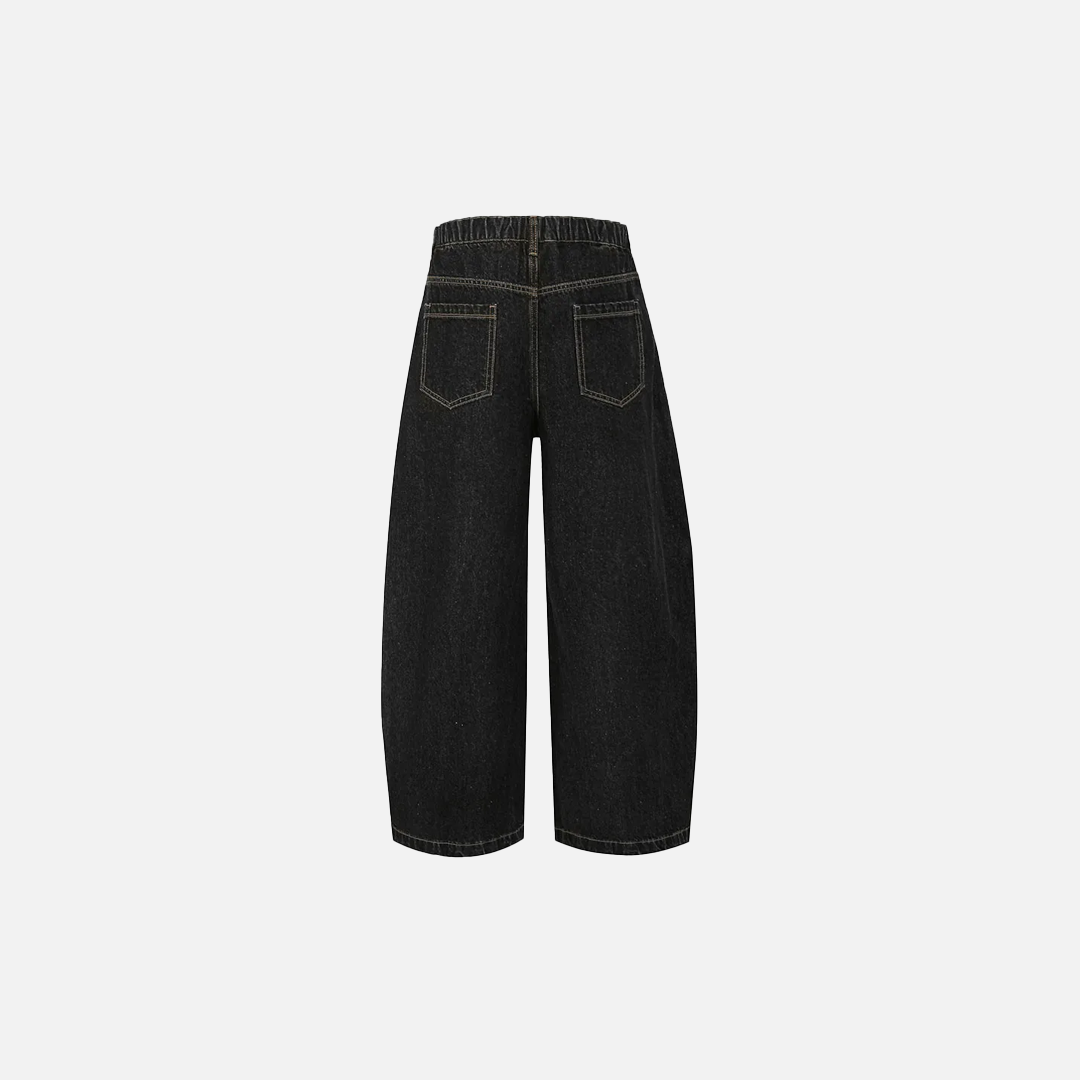 Gothing Dark Wash Patchwork Wide Leg Jeans - Luxuryurbanwear