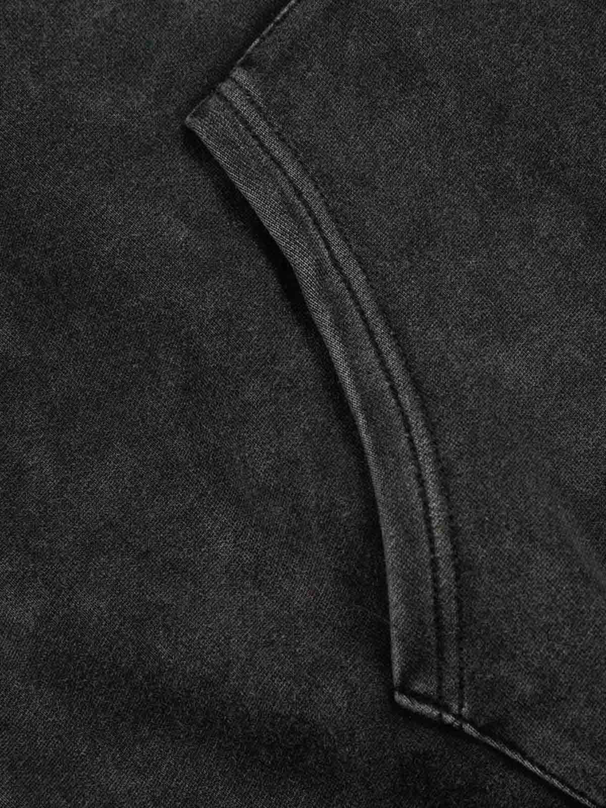 Vintage Washed Panel Construction Zip-Up Hoodie - Luxuryurbanwear