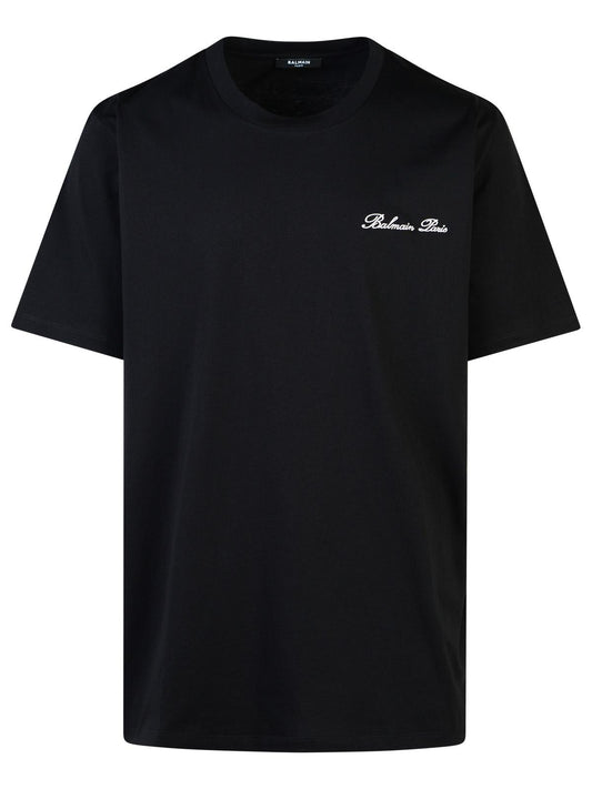 Balmain 'Signature' Black Cotton T-Shirt Men