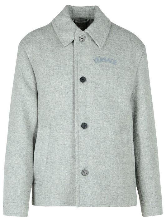 Versace Grey Wool Jacket Men