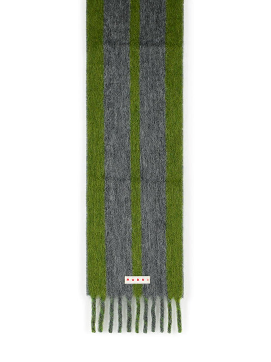Marni Grey Mohair Blend Scarf With Fringes Men