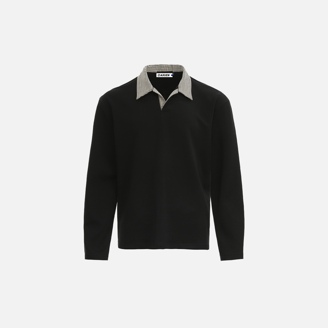 High-Quality Checkered Collar Long Sleeve Sweater - Luxuryurbanwear