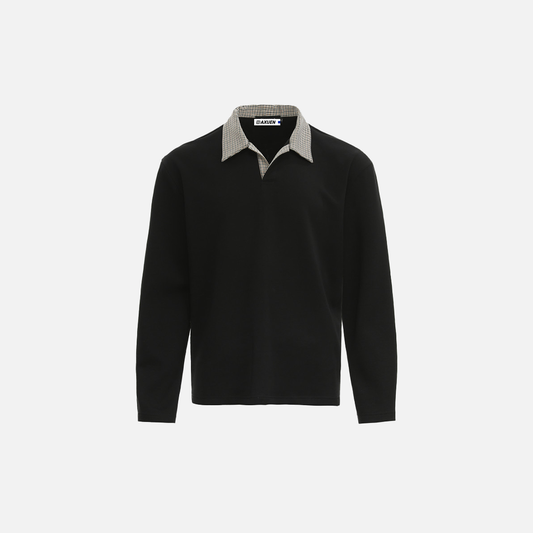 High-Quality Checkered Collar Long Sleeve Sweater - Luxuryurbanwear