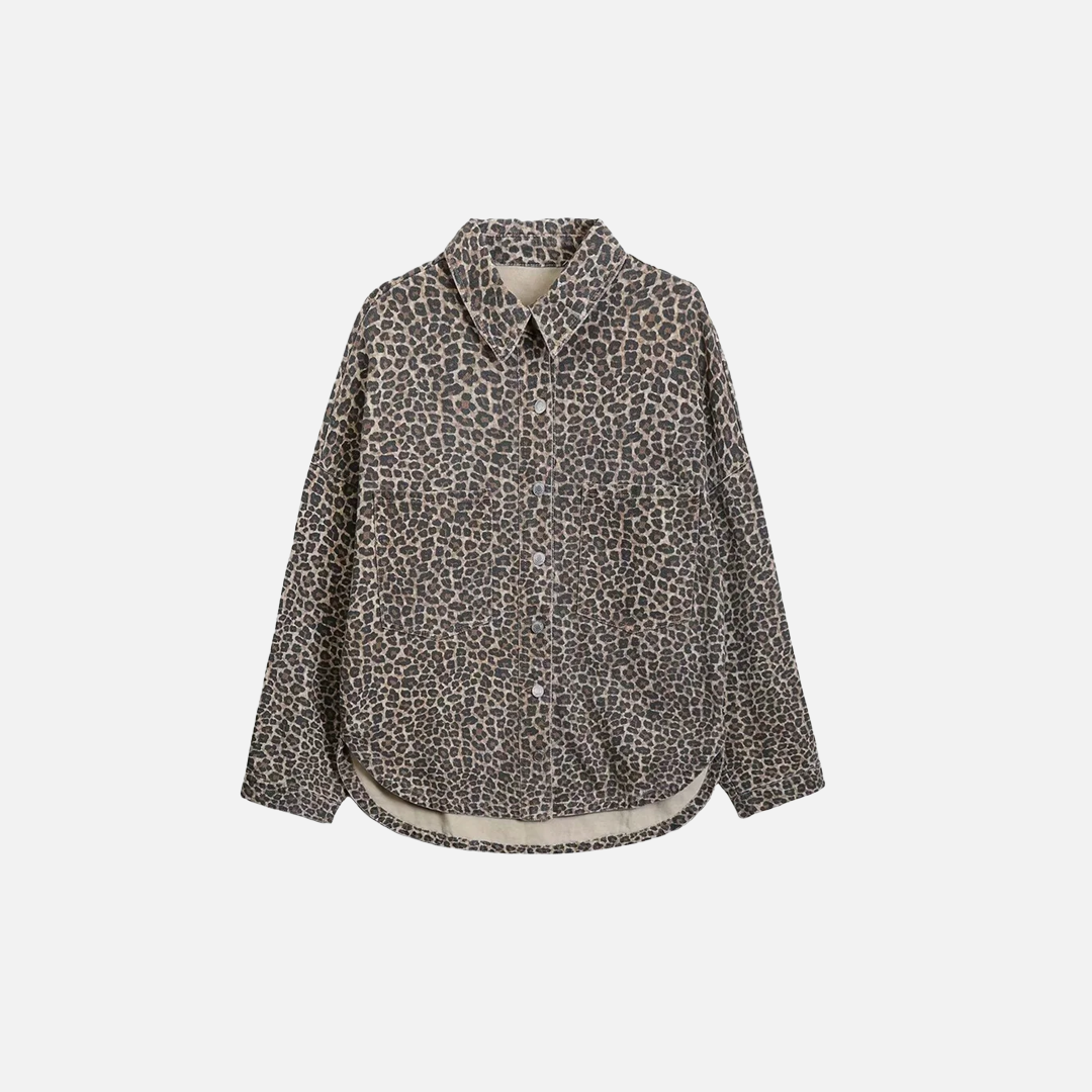 Trendy Leopard Style Long Sleeve Shirt - Luxuryurbanwear