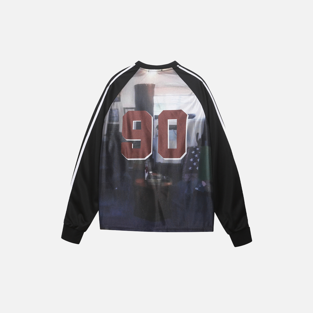 Vintage American Style Print V-Neck Sweatshirt - Luxuryurbanwear