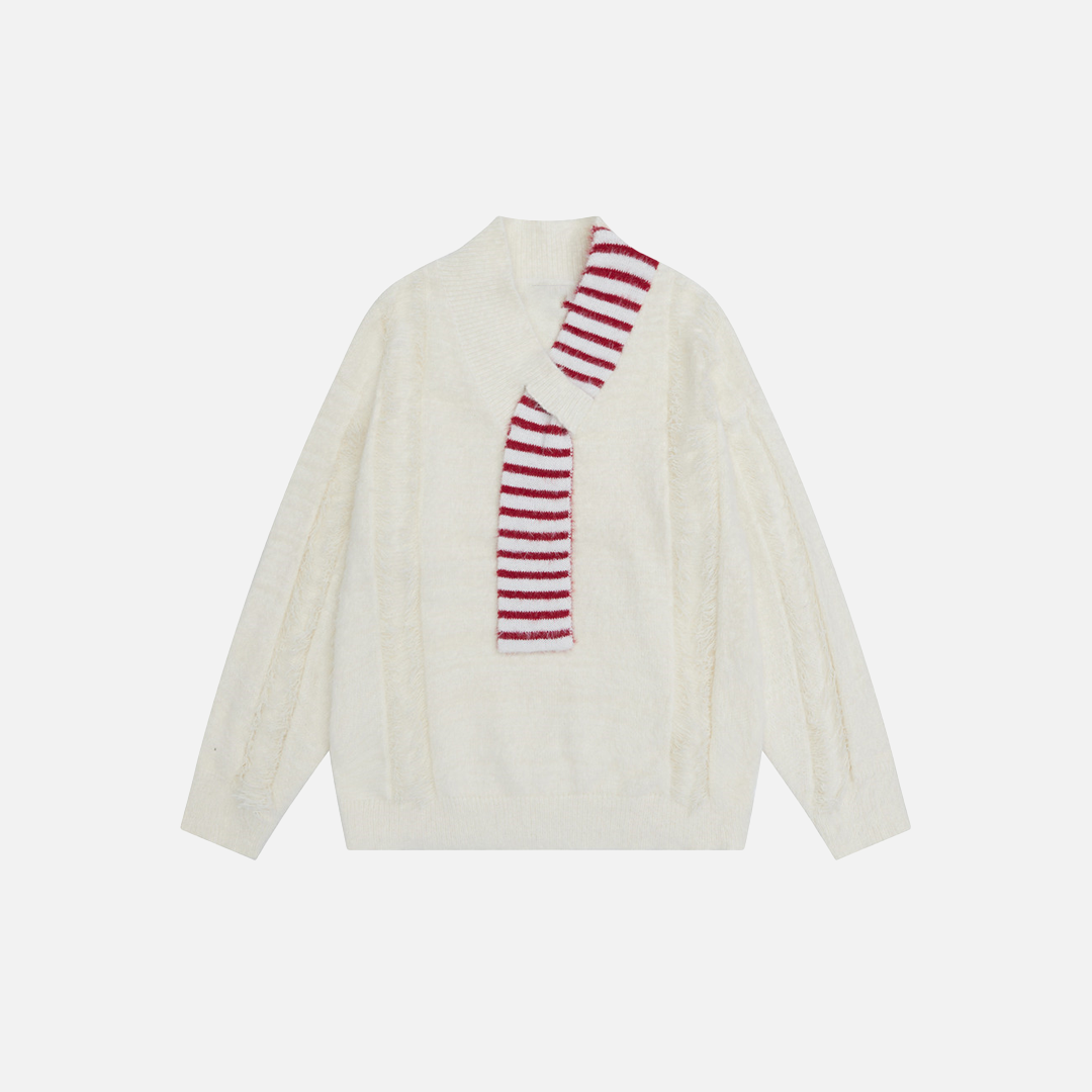 Y2K Stylish Loose Tassel V-Neck Sweater - Luxuryurbanwear