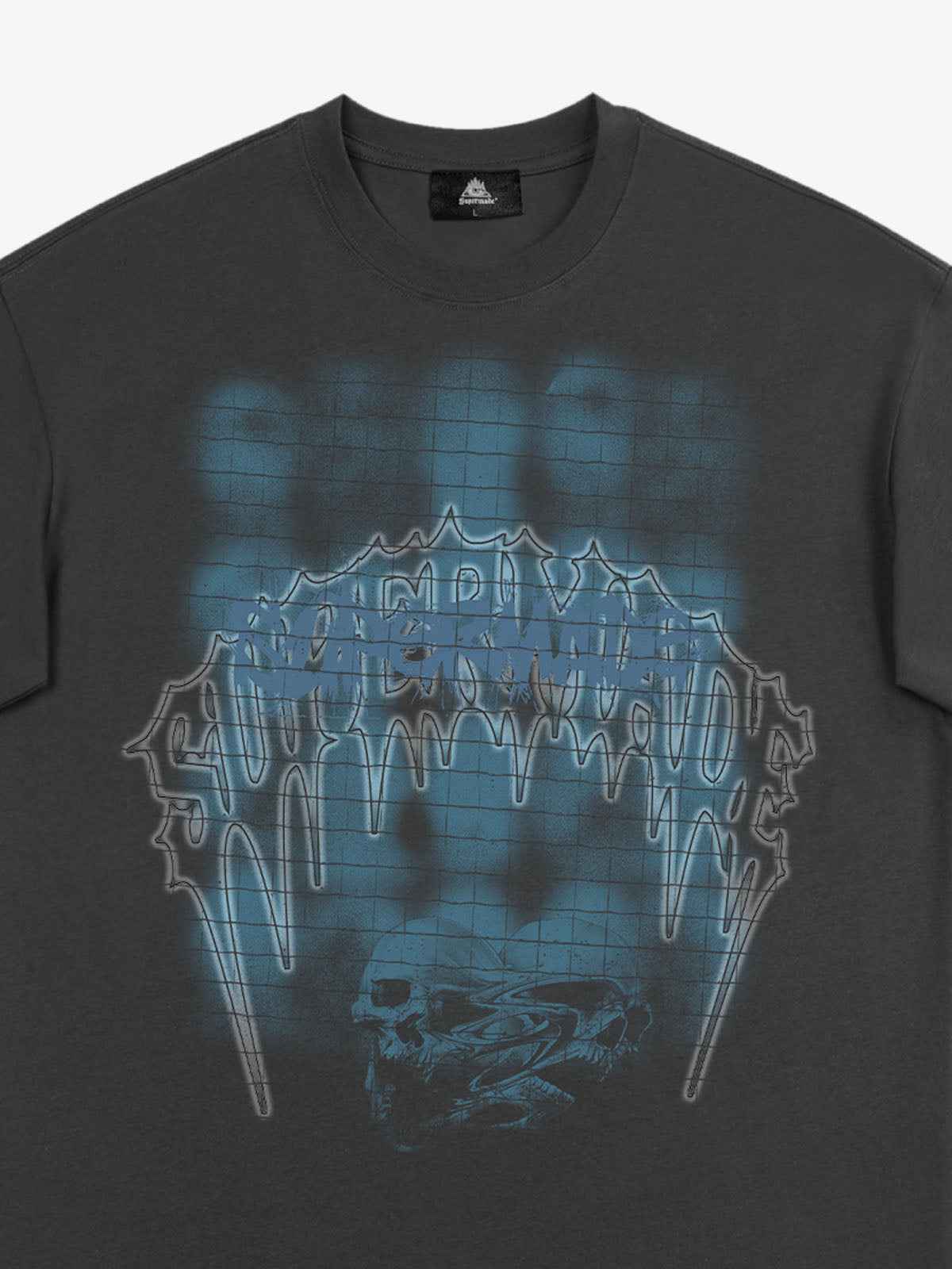 Dark Grid Skull Graphic T-Shirt