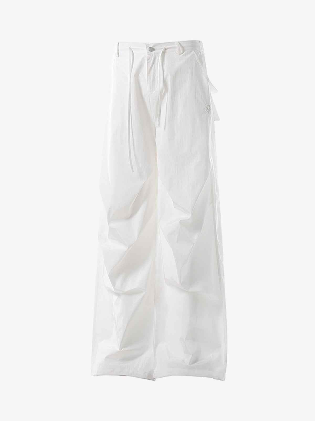 Vintage Drawstring Draped Embroidered Wide Leg Pants