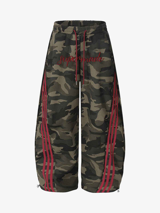 Retro Patchwork Embroidered Camouflage Barrel Pants - 2520