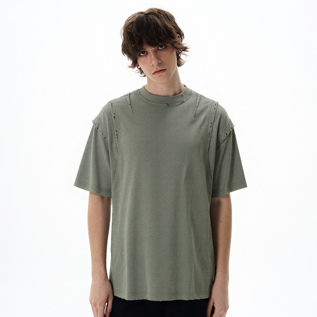 Layered Stitching | Washed T-Shirt - Luxuryurbanwear