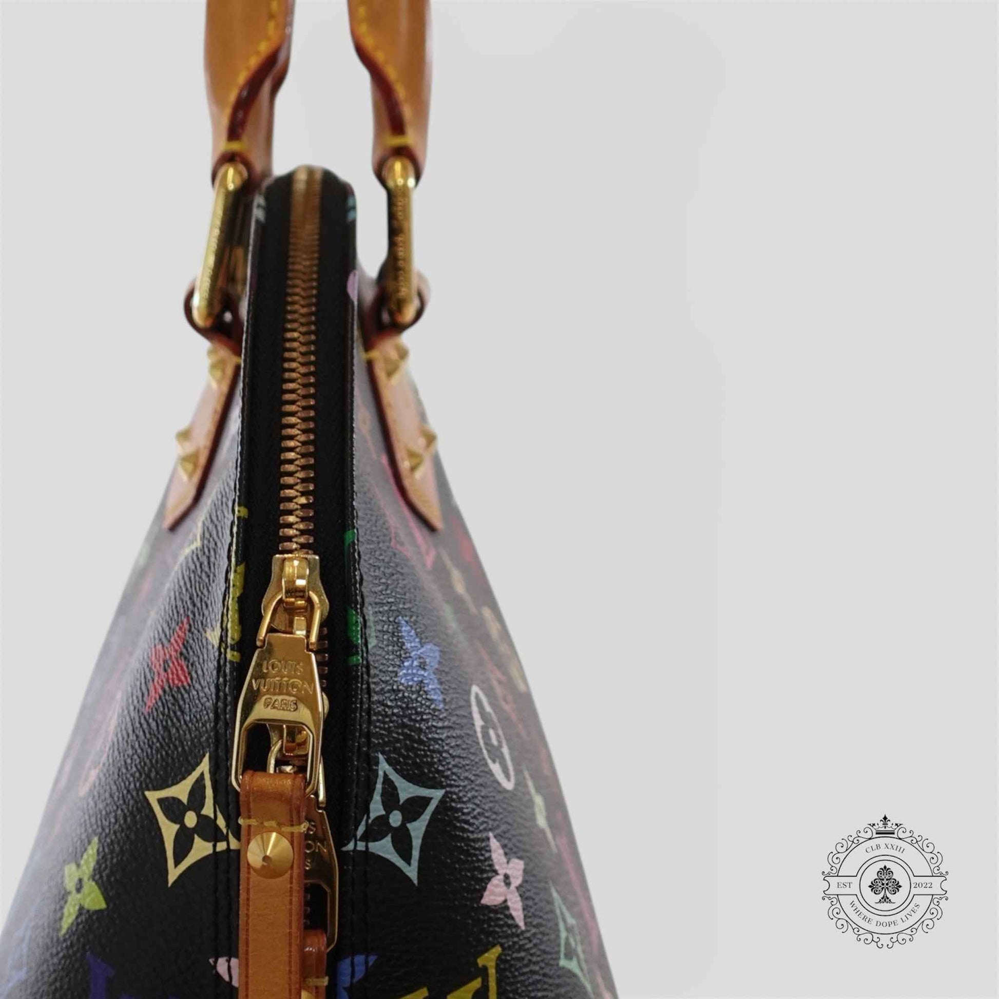 Louis Vuitton x Takashi Murakami Alma PM Monogram Handbag in Black