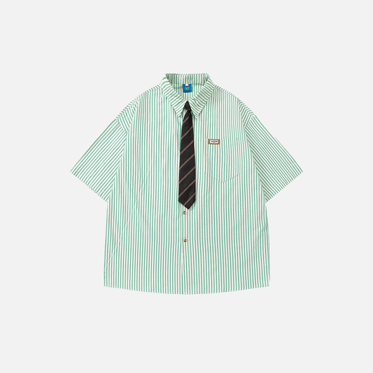 Fashionable Japanese Varsity Style Button-Up Shirt - Luxuryurbanwear
