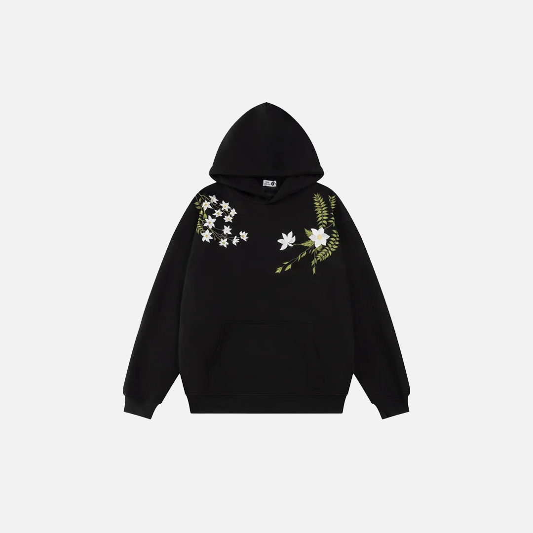 High-Quality Embroidered Flower Hip Hop Hoodie - Luxuryurbanwear