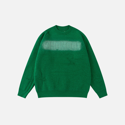 American Style Spray Painted Round Neck Sweater - Luxuryurbanwear