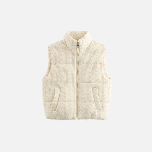Y2K High-Quality Zipper Puffer Knitted Vest - Luxuryurbanwear