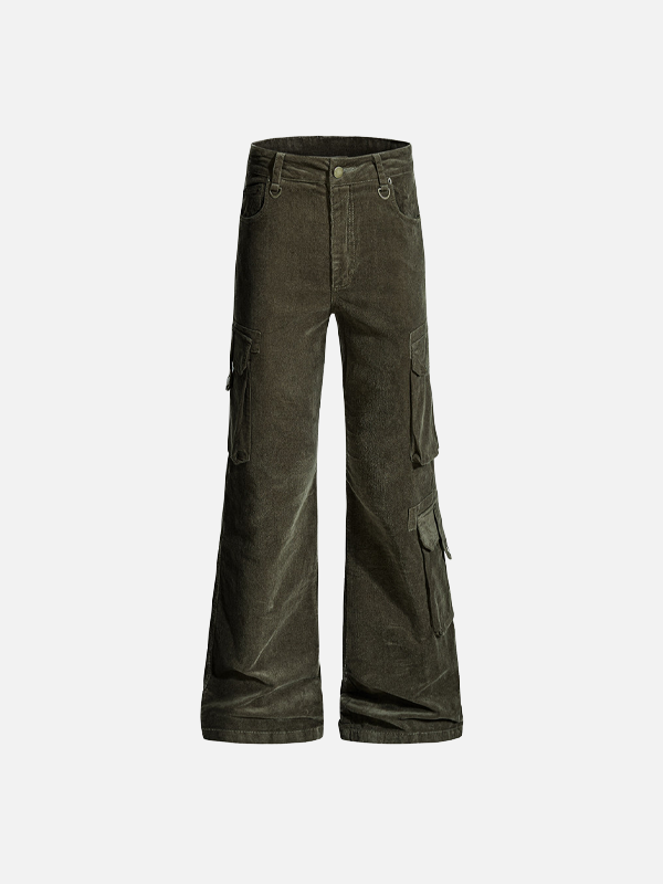Y2K Trendy Cleanfit Multi-Pocket Flared Pants - Luxuryurbanwear