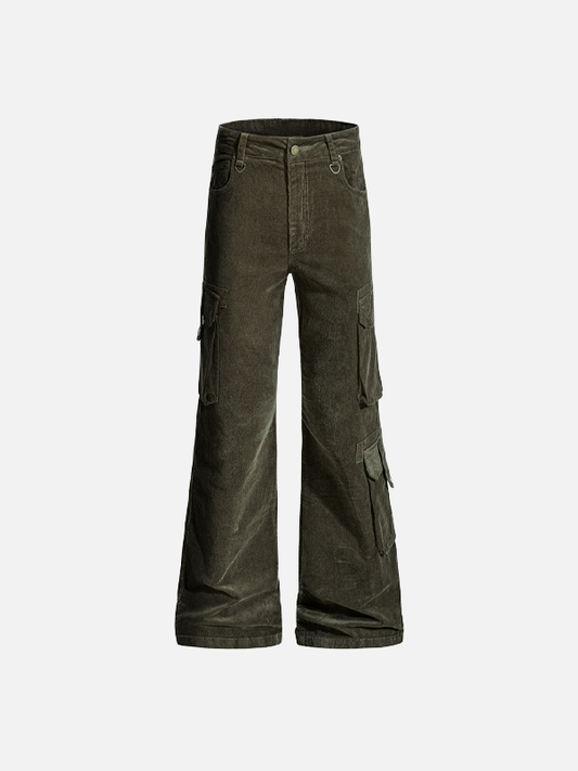 Y2K Trendy Cleanfit Multi-Pocket Flared Pants - Luxuryurbanwear