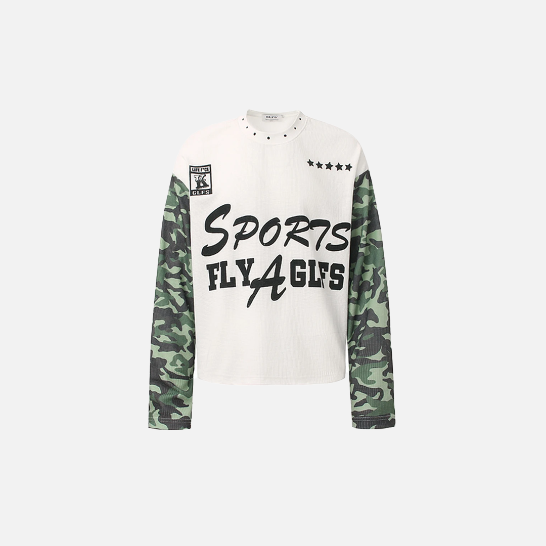 Unique Camouflage Patchwork Long Sleeve T-Shirt - Luxuryurbanwear