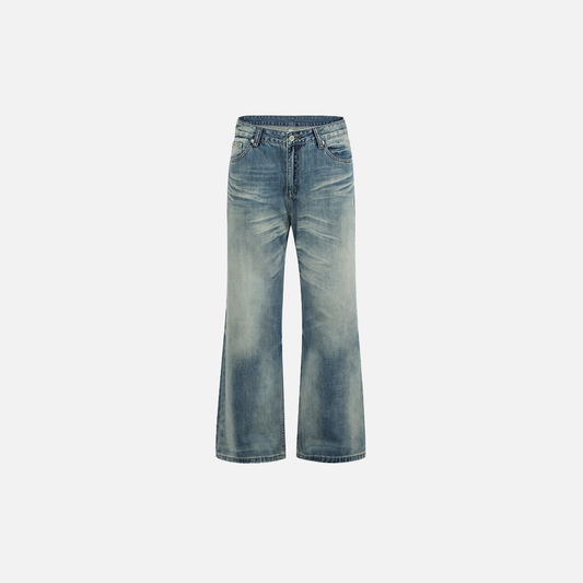 Flexible Streetweear Faded Gradient Denim Flare Jeans - Luxuryurbanwear