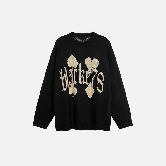 Cozy Oversized Letter Embroidered Sweater - Luxuryurbanwear