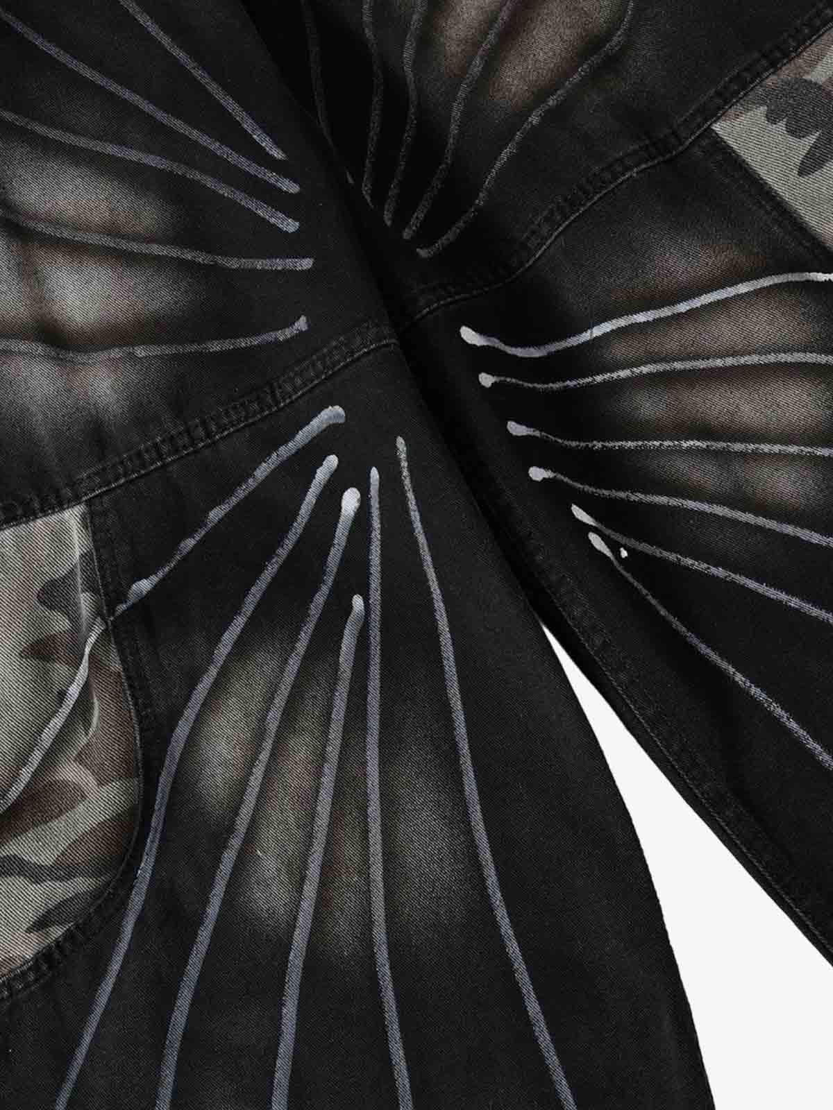 Butterfly Spray Graphic Camo Pocket Barrel Jeans - Luxuryurbanwear