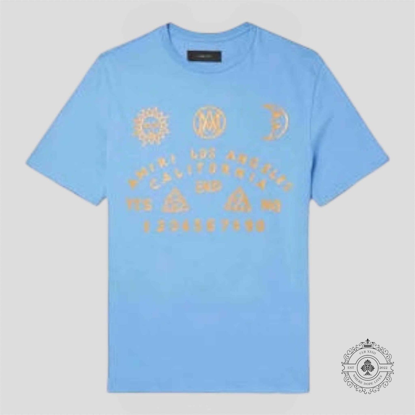 Amiri Ouija Board Tee in Carolina Blue