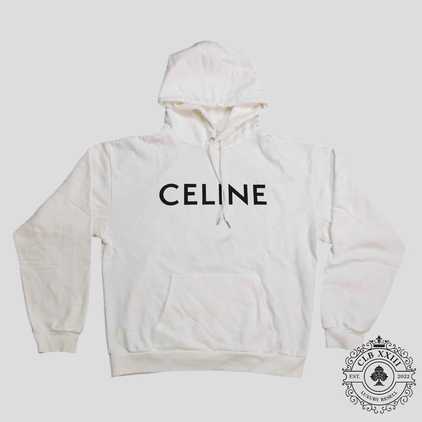 Celine Homme Logo Hoodie in White