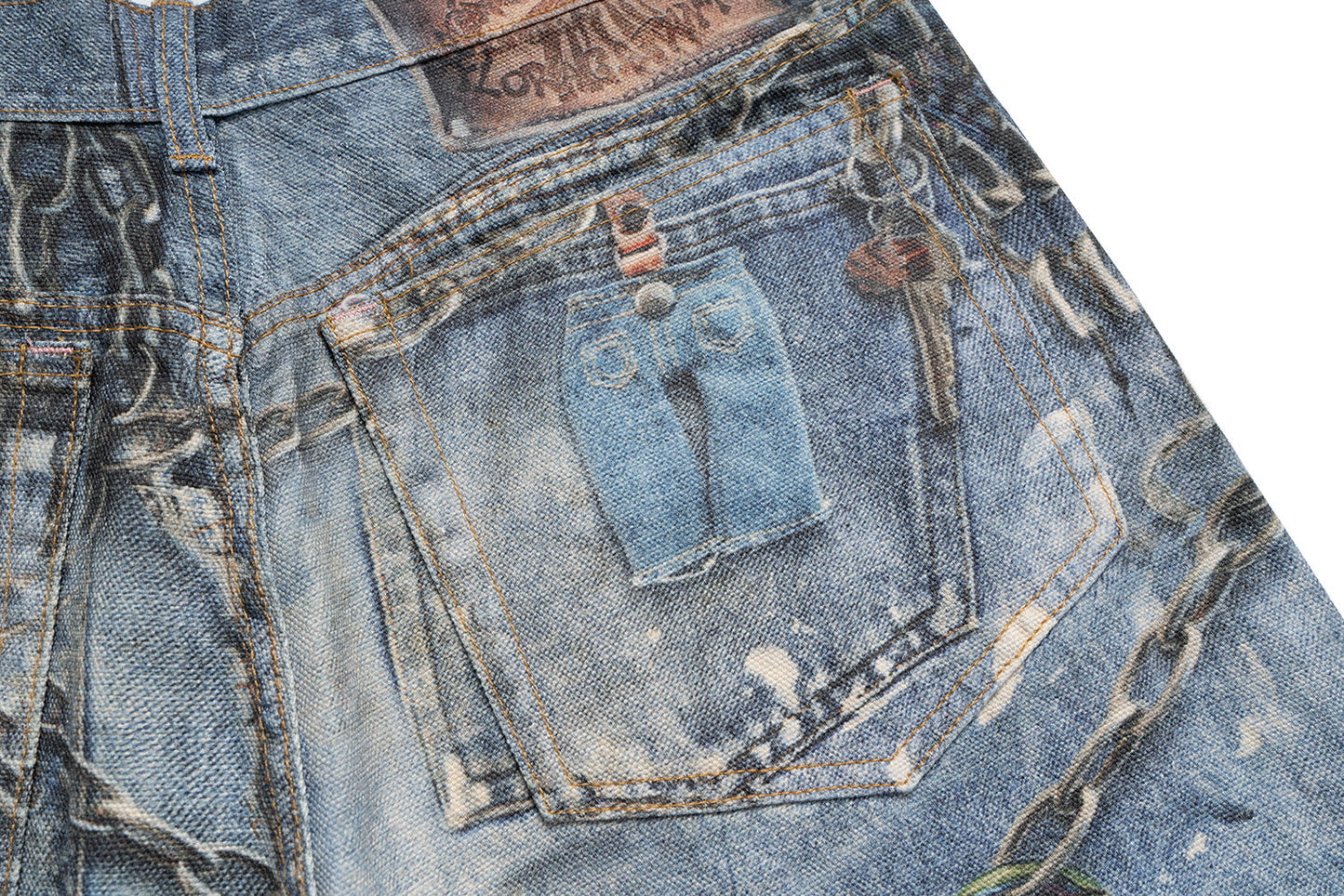 Distressed Keychain Print | Denim Shorts - Luxuryurbanwear