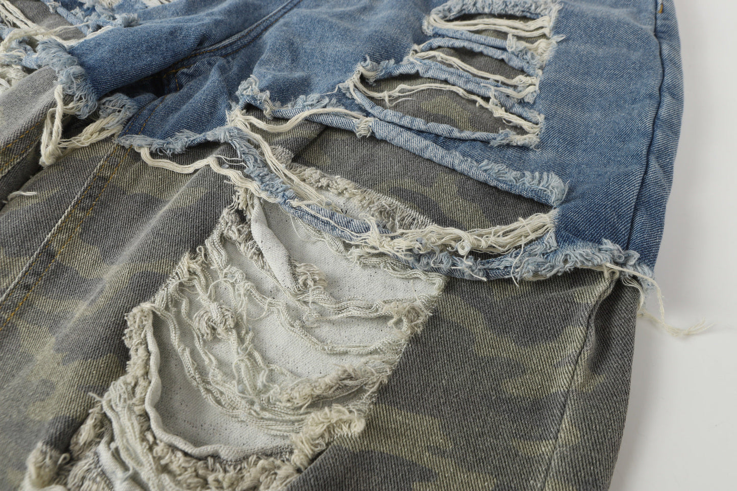 Ripped Denim Camo | Layered Jeans - Luxuryurbanwear