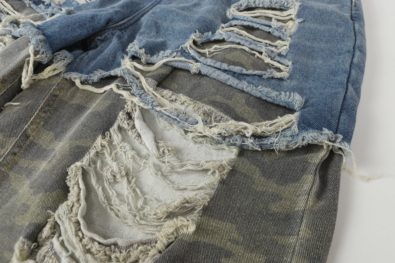 Ripped Denim Camo | Layered Jeans - Luxuryurbanwear