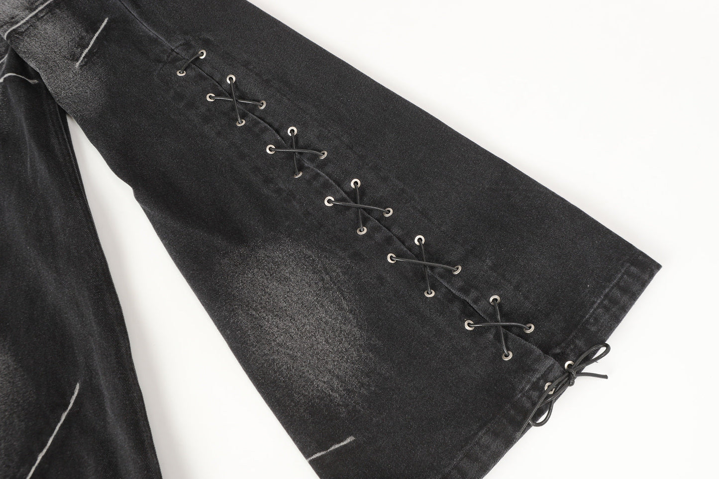 Lace-Up Destroyed | Stacked Jeans - Luxuryurbanwear