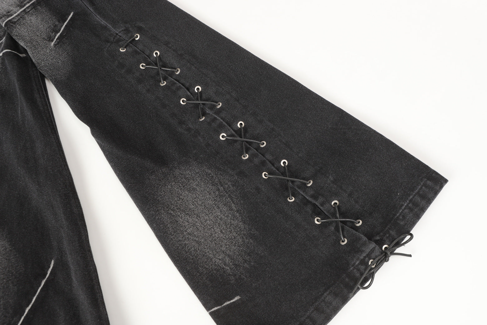 Lace-Up Destroyed | Stacked Jeans - Luxuryurbanwear