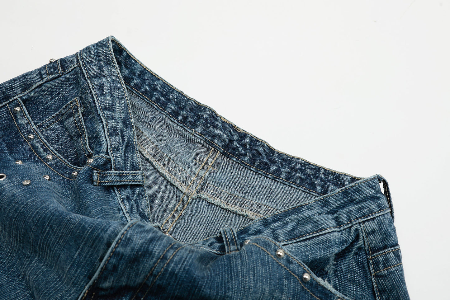 Studded Vintage Denim | Straight Jeans - Luxuryurbanwear