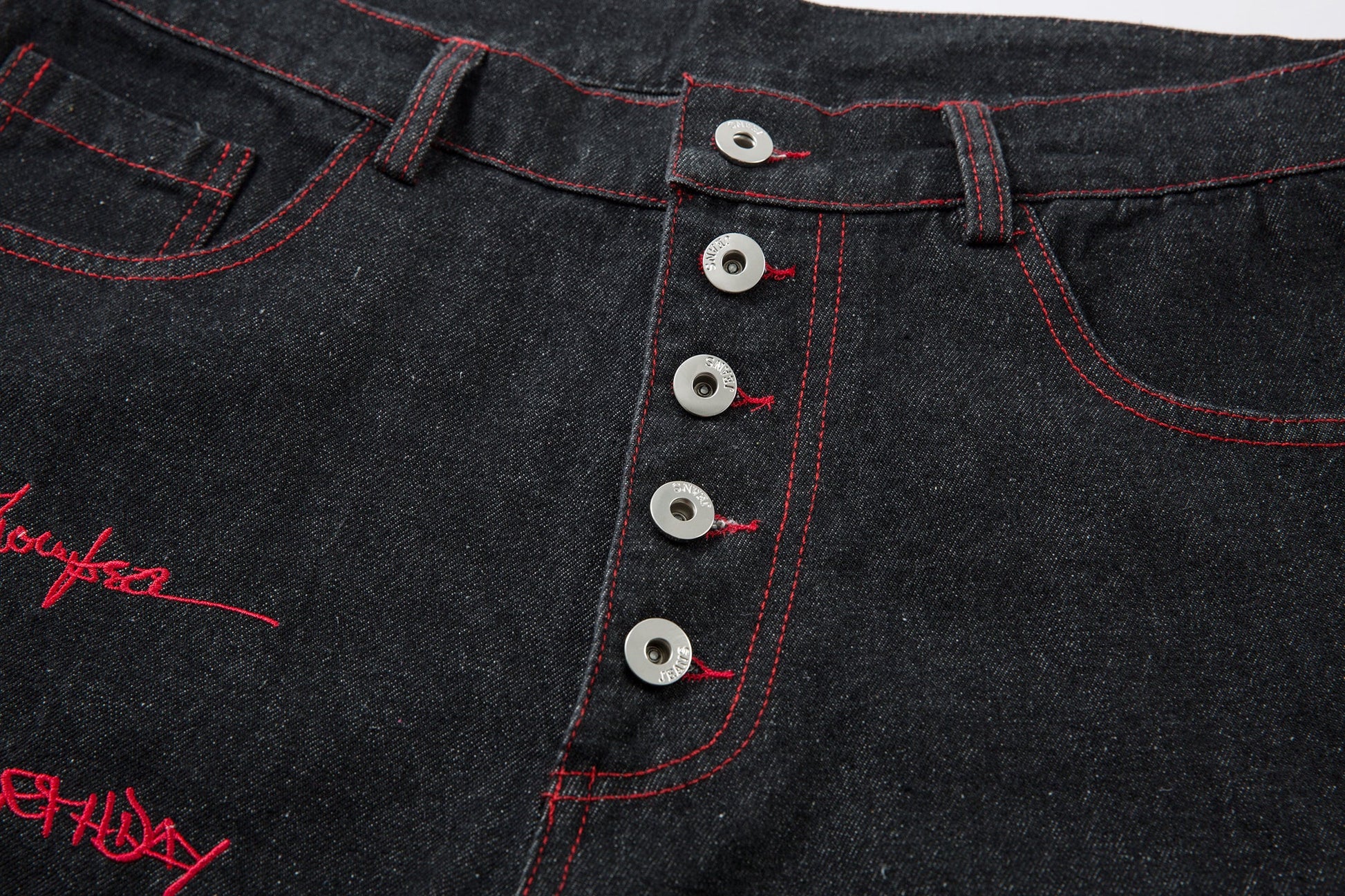 Iron Cross Embroidered | Baggy Jeans - Luxuryurbanwear