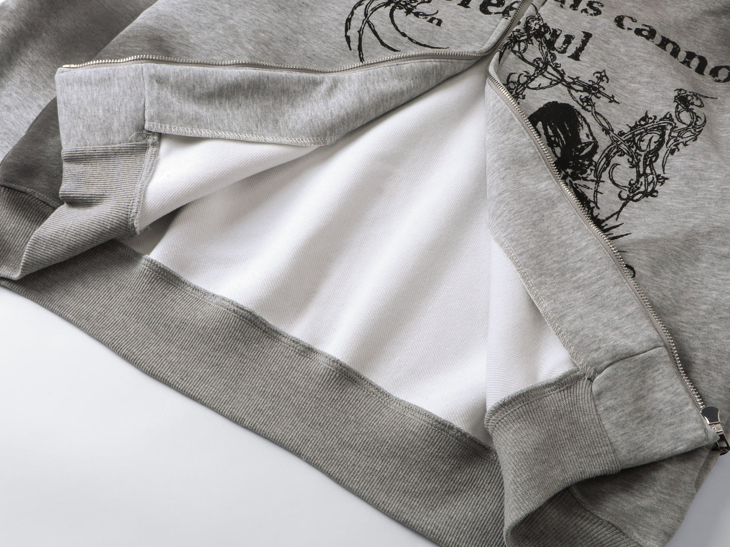 Gothic Distressed Print | Zip-Up Hoodie - Luxuryurbanwear