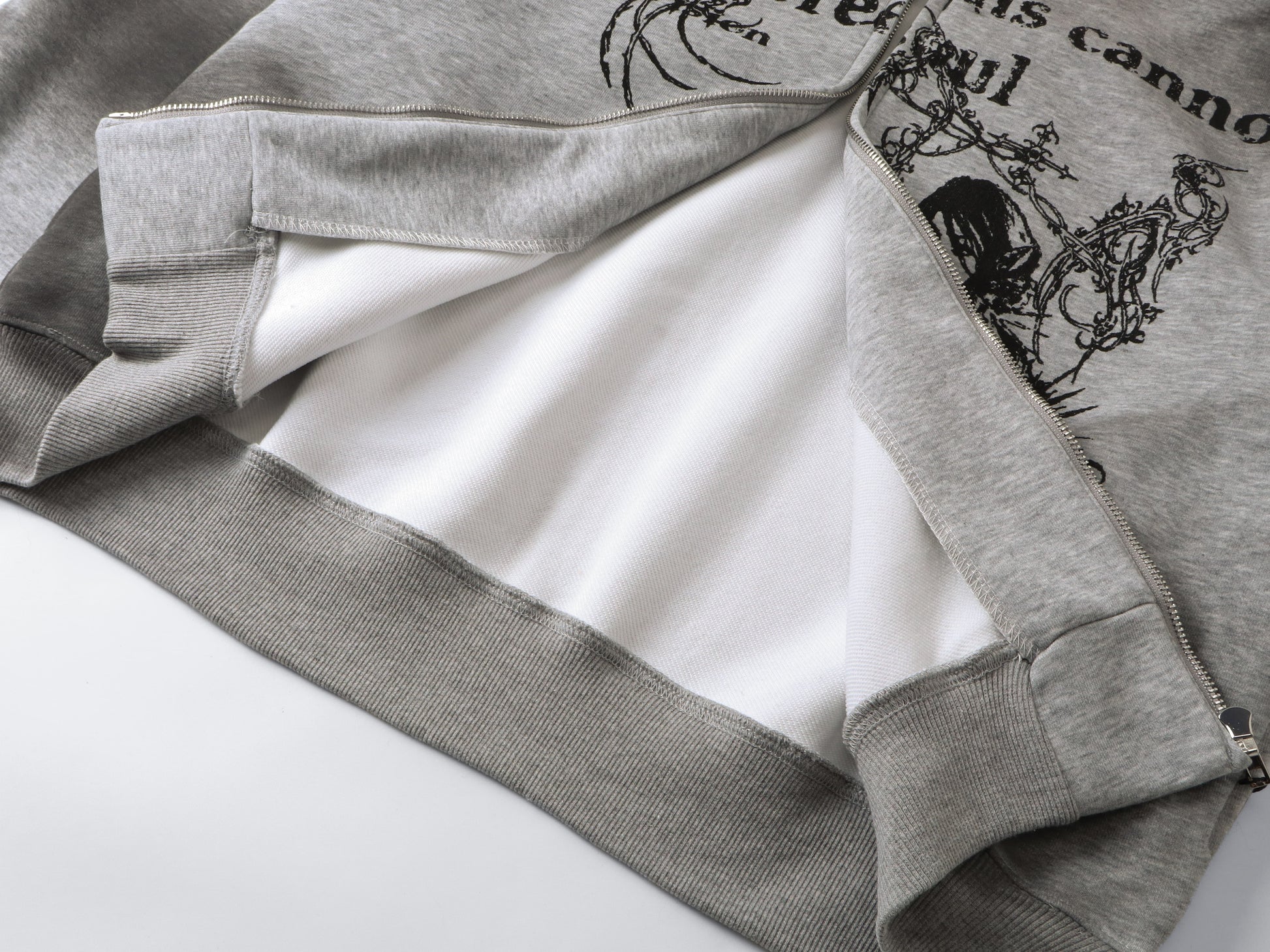 Gothic Distressed Print | Zip-Up Hoodie - Luxuryurbanwear